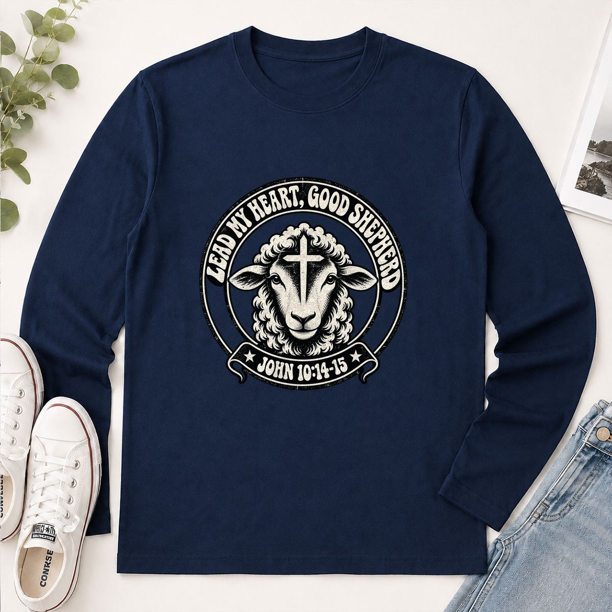 Lead My Heart Good Shepherd, Gift For Christian Mom | 2D Unisex Long Sleeve