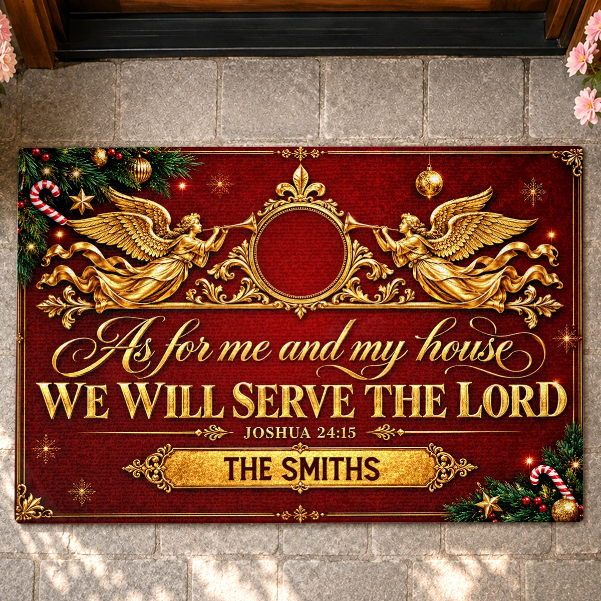 As For Me And My House We Will Serve The Lord, Gift For Family | Personalized Doormat
