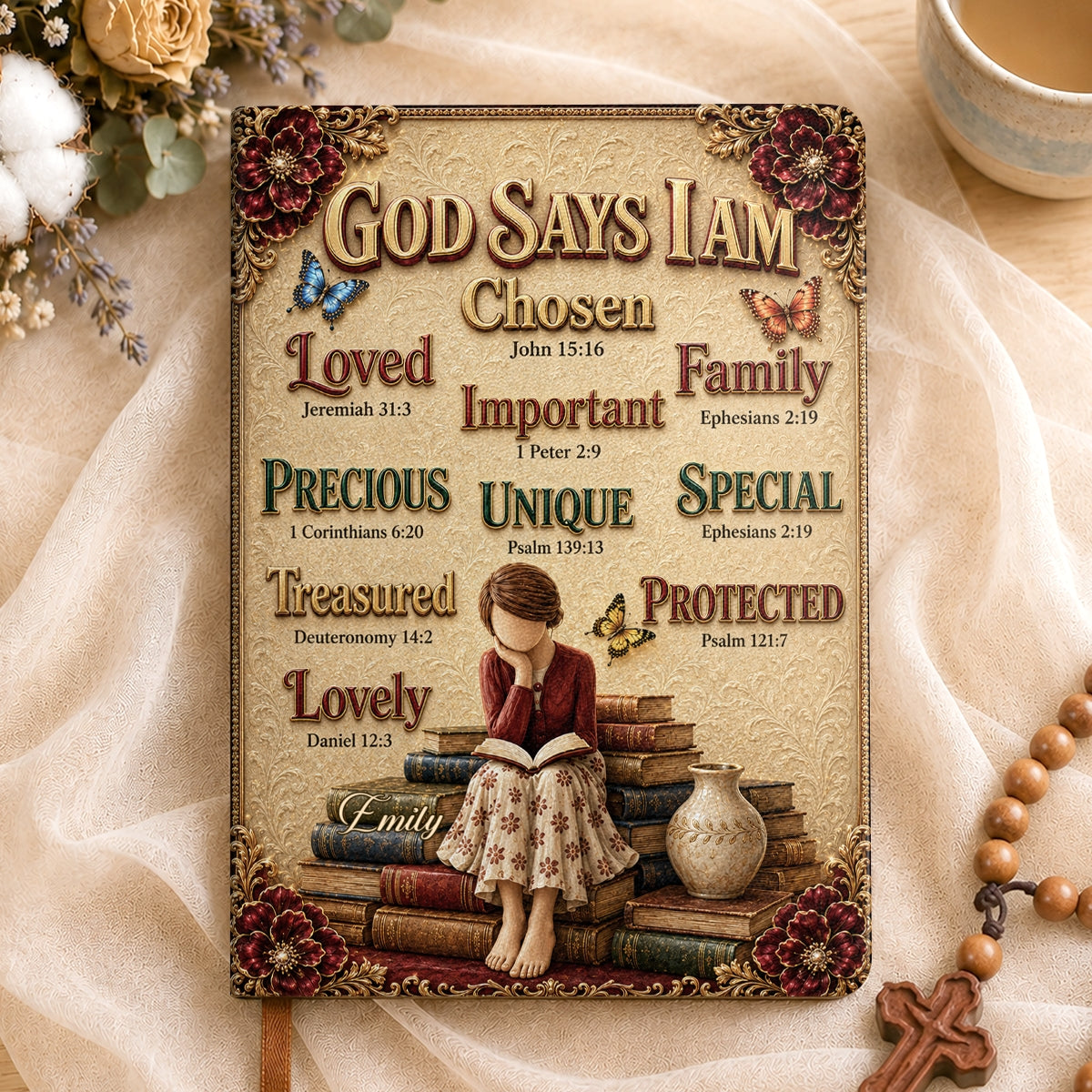 God Says I Am, Gift For Women | Personalized Leather Cover Notebook