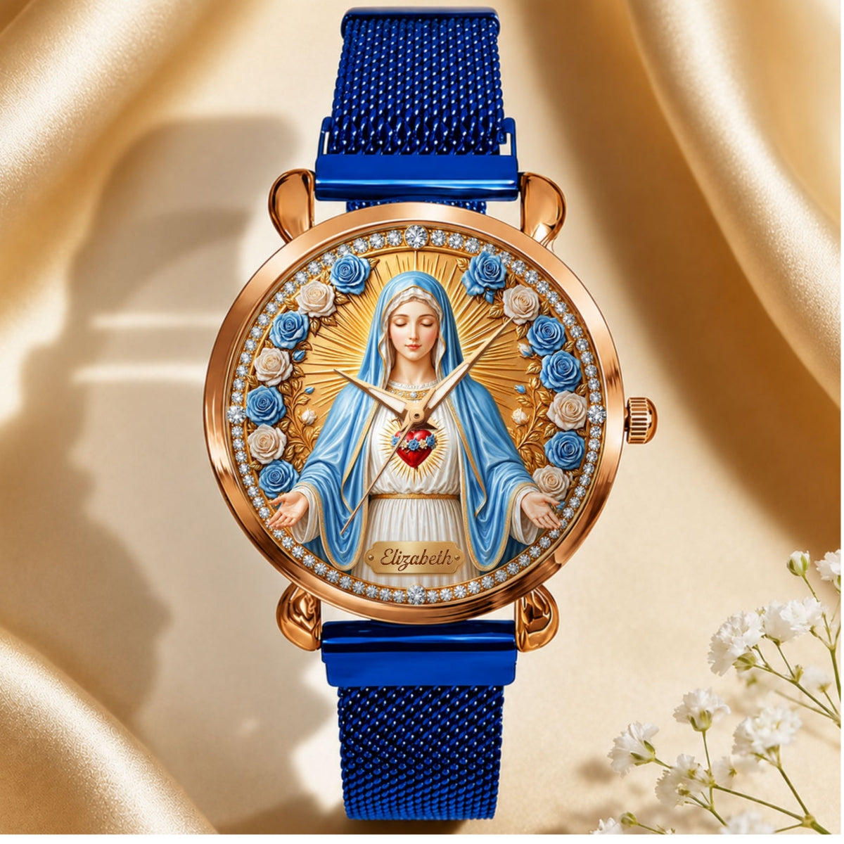 Radiant Immaculate Heart Mary , Gift For Women - Personalized Women's Wrist Watch