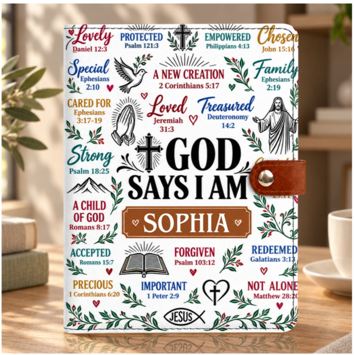 What God Says About You, Gift For Women | Personalized Leather Notebook Cover With Pocket