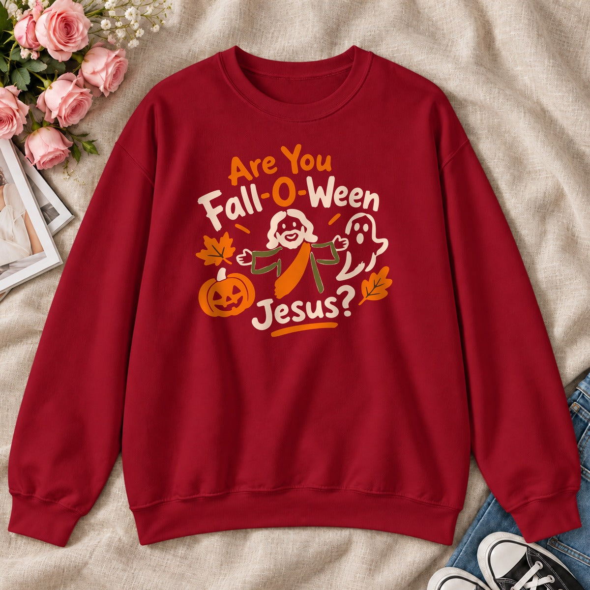 Are You Fall-O-Ween Jesus, Gift For Christian Kids - 2D Unisex Sweatshirt