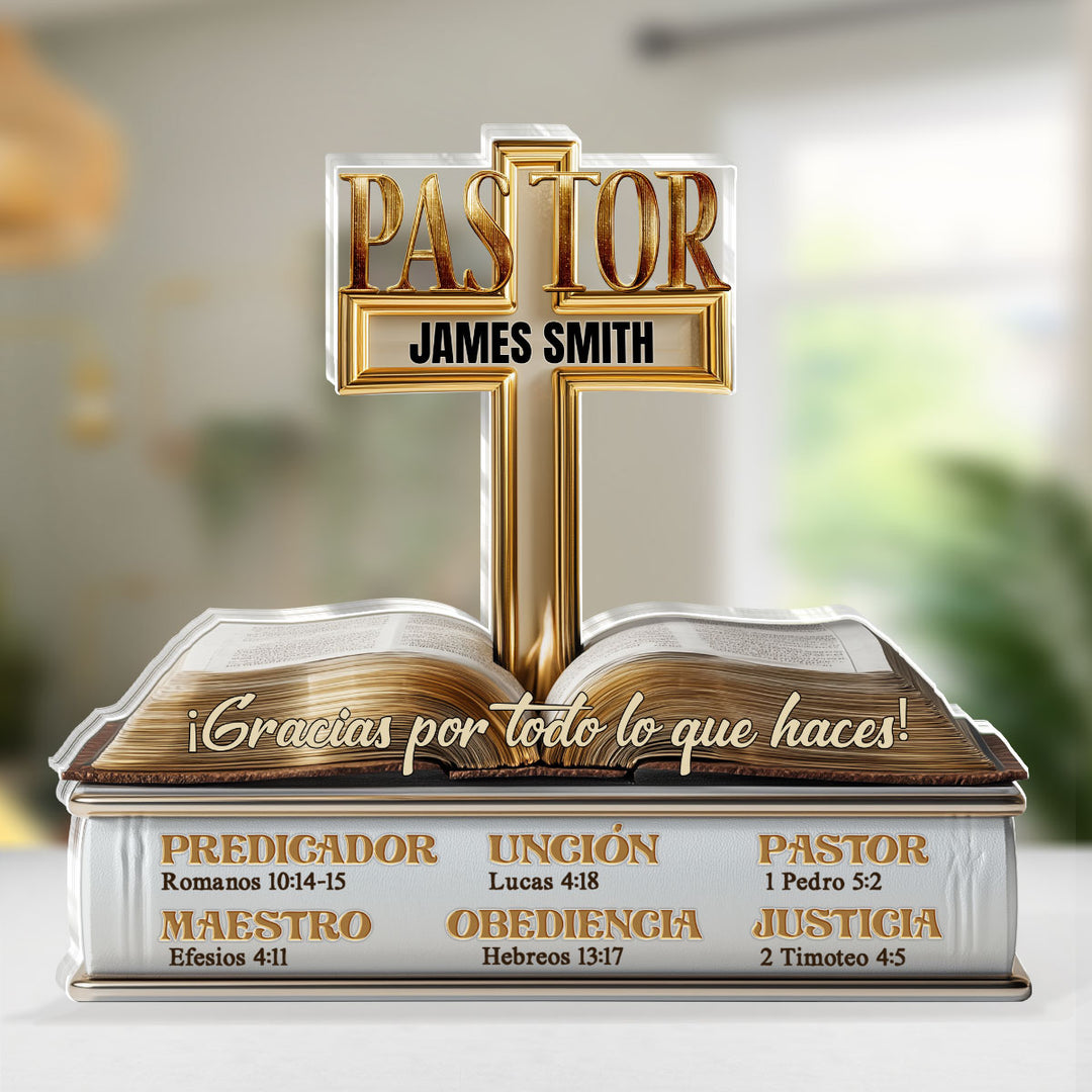 Mi Pastor, Gift For Pastor | Personalized Custom Shaped Squared Acrylic Plaque