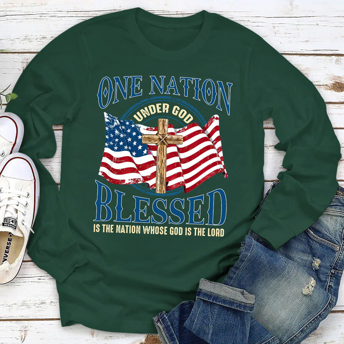 Blessed Is The Nation Whose God Is The Lord | 2D Unisex Long Sleeve