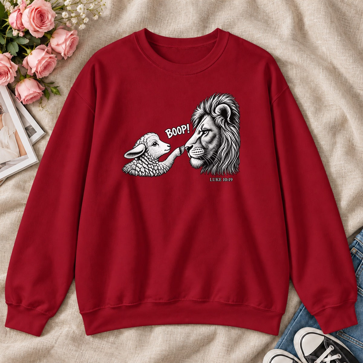 Boop, Luke 10:19, Gift For Christian Animal Lovers - 2D Unisex Sweatshirt