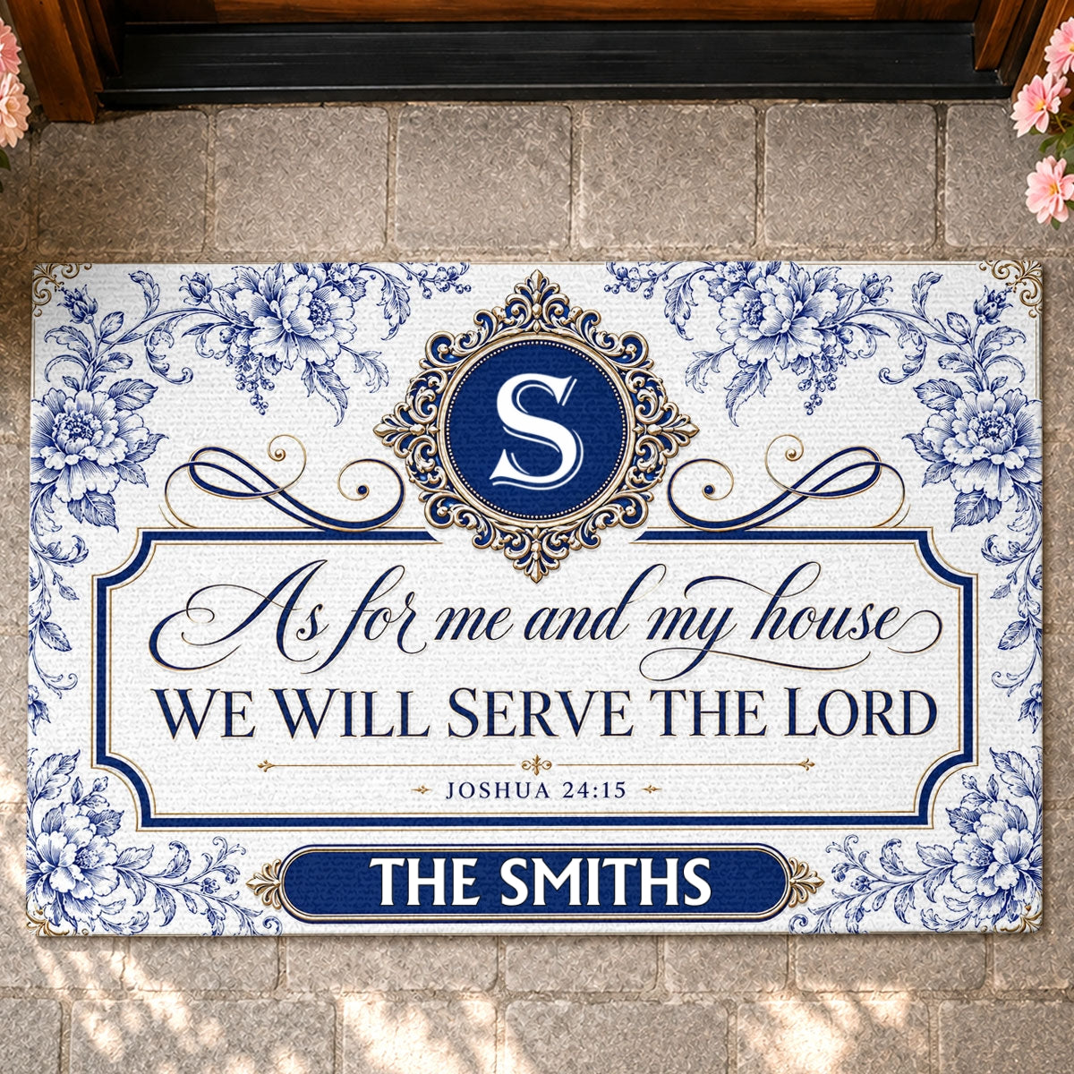 As For Me And My House We Will Serve The Lord, Gift For Family | Personalized Doormat