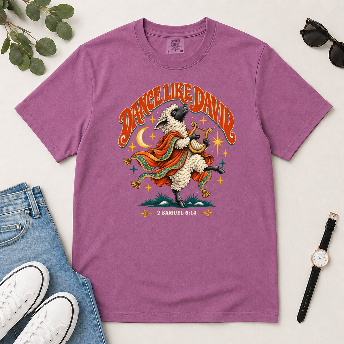 Dance Like David Sheep, Gift For Christian Worship Lovers - 2D Unisex Garment-dyed T-shirt