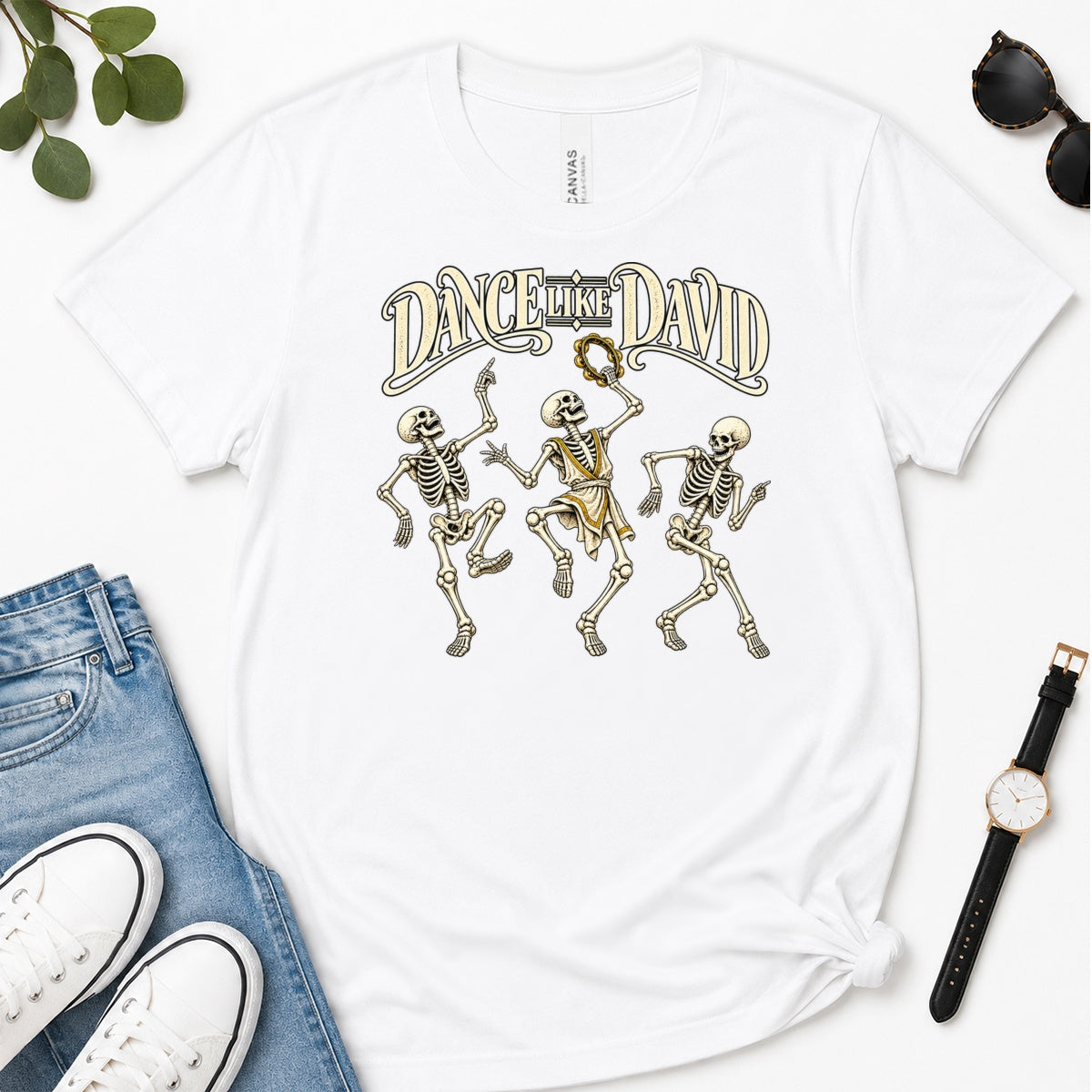 Dance Like David Skeleton, Gift For Christian Halloween Lovers - 2D Unisex Premium T-shirt