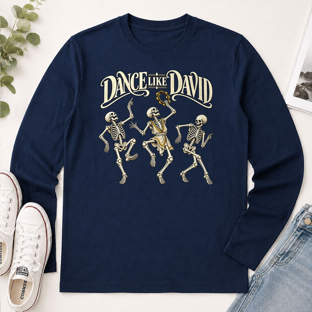 Dance Like David Skeleton, Gift For Christian Halloween Lovers - 2D Unisex Long Sleeve