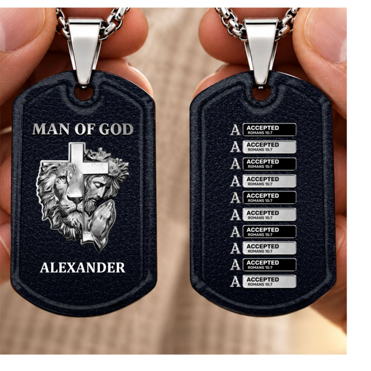 Man Of God, Christian Gifts For Husband, Dad | Personalized Dog Tag Necklace