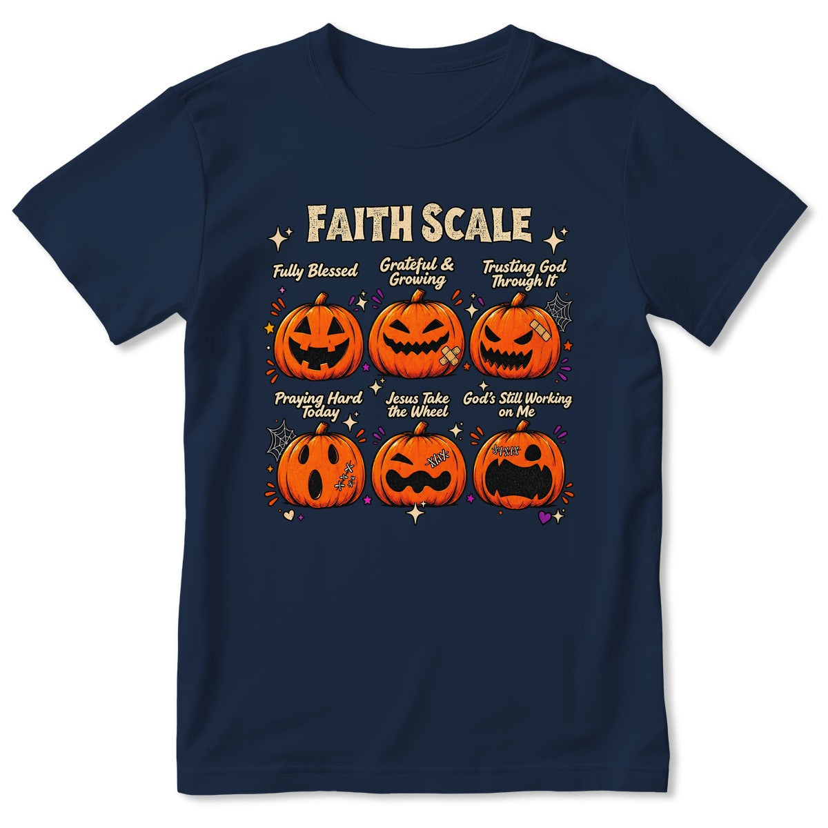 Funny Faith Scale Pumpkin, Gift For Halloween | 2D Unisex T-shirt