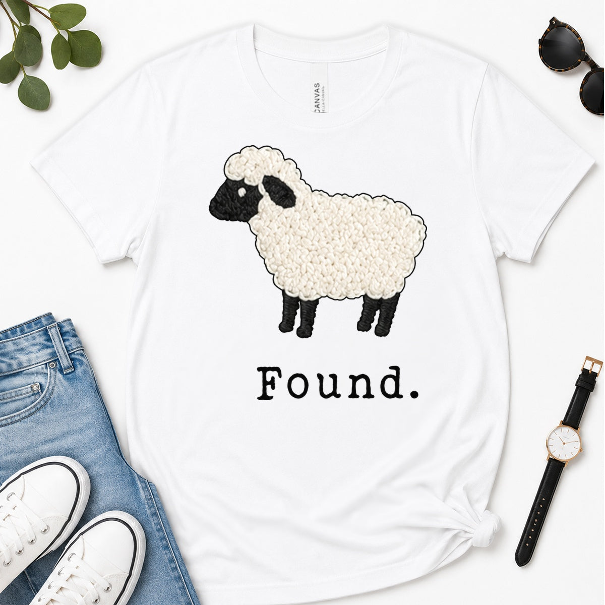 Found, Psalm 2:3 Lamb, Gift For Newly Baptized Christians - 2D Unisex Premium T-shirt