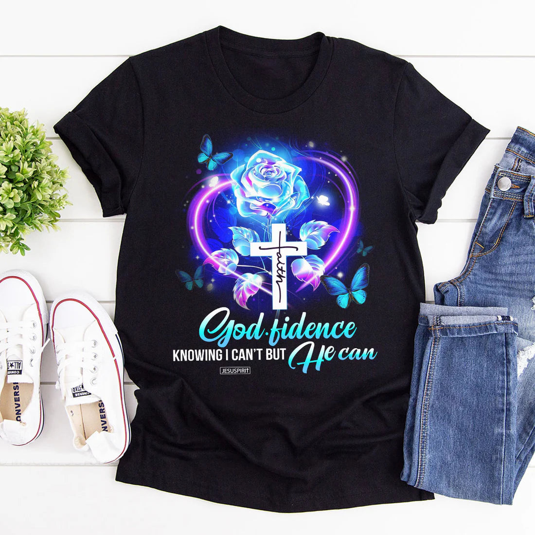 Godfidence Knowing I Can‘t But He Can | 2D Unisex T-shirt