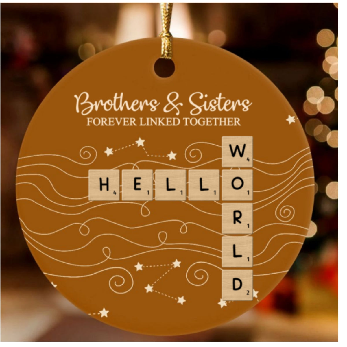 Brothers & Sisters Forever Linked Together, Sibling Gift | Personalized Round Shaped Ceramic Ornament