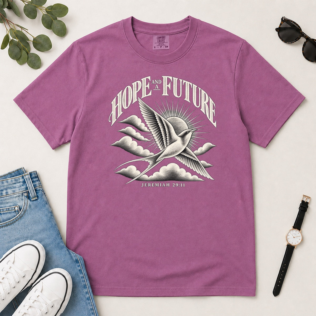 Hope And A Future, Jeremiah 29:11, Gift For Christian Graduates - 2D Unisex Garment-dyed T-shirt