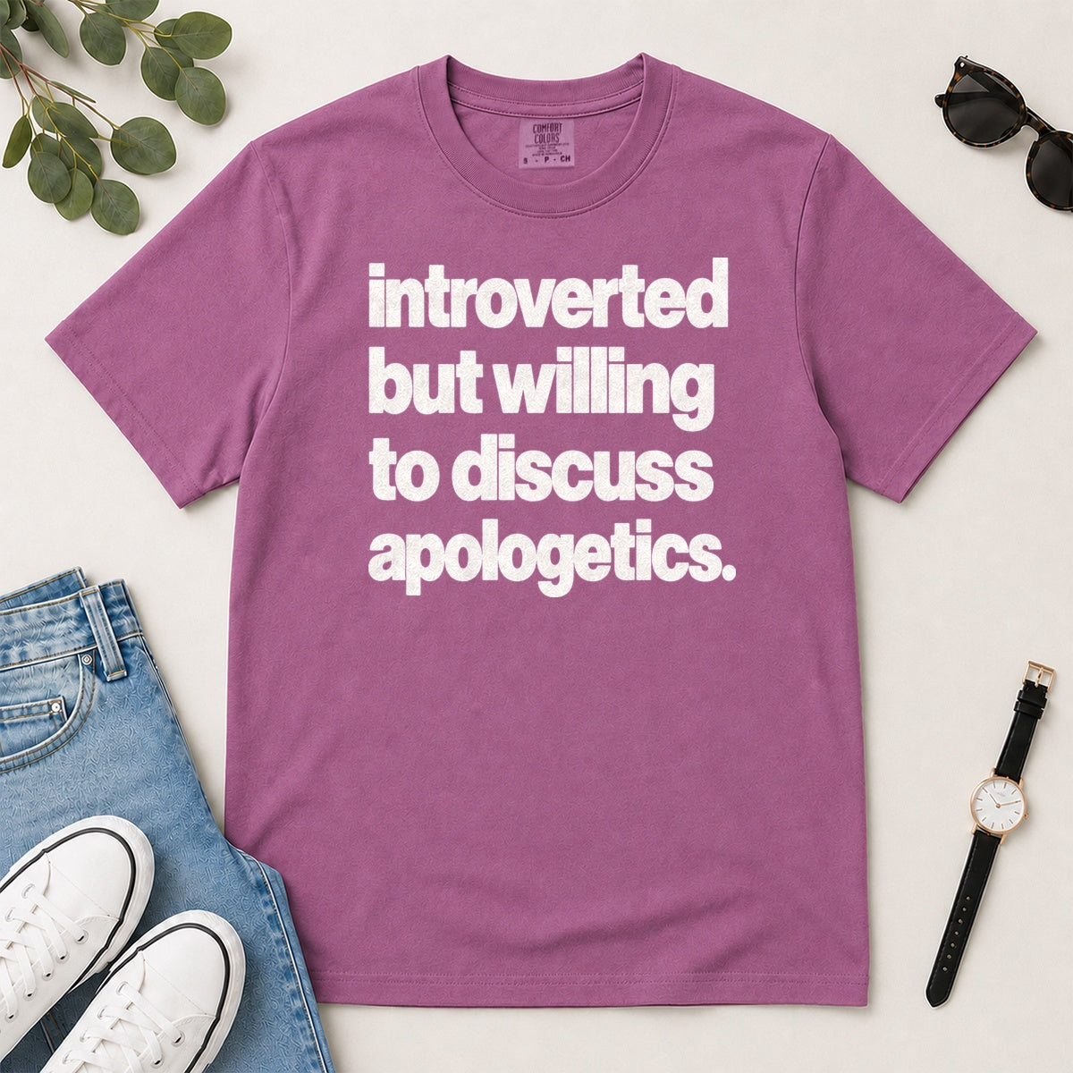 Introverted But Willing To Discuss Apologetics, Gift For Christian Introverts - 2D Unisex Garment-dyed T-shirt