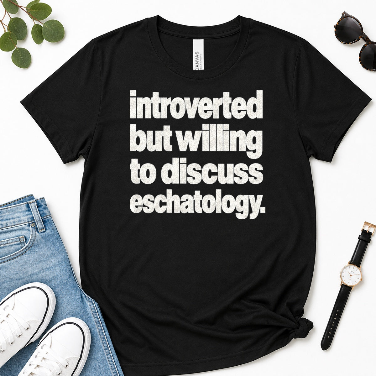 Introverted But Willing To Discuss Eschatology, Gift For Christian Introverts - 2D Unisex Premium T-shirt