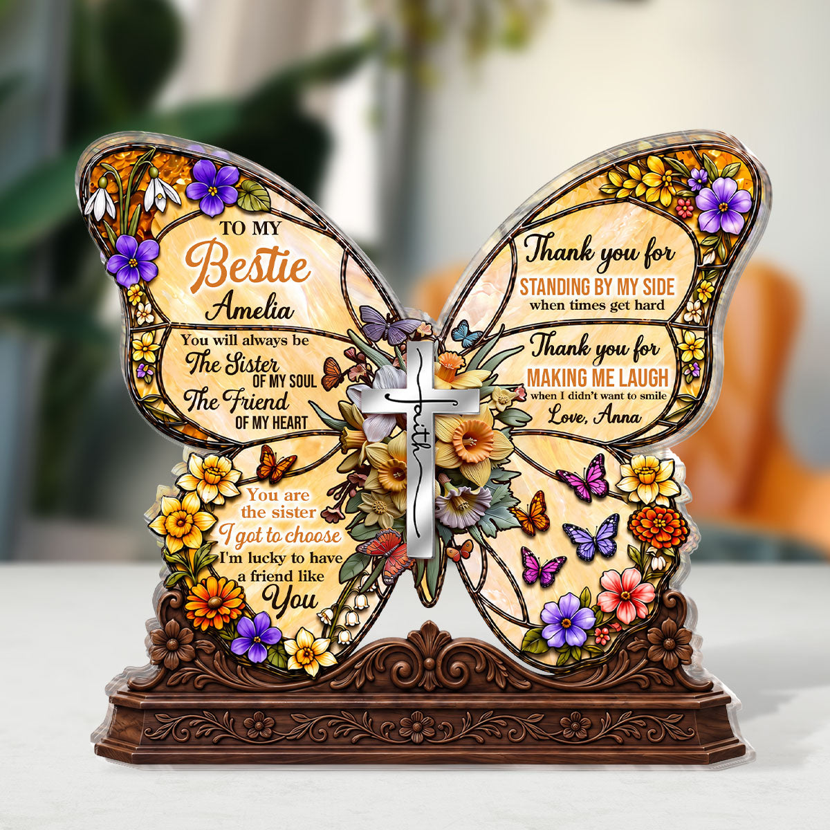 To My Bestie You Are The Sister Of My Soul, Gift For Best Friend | Personalized Custom Shaped Acrylic Plaque
