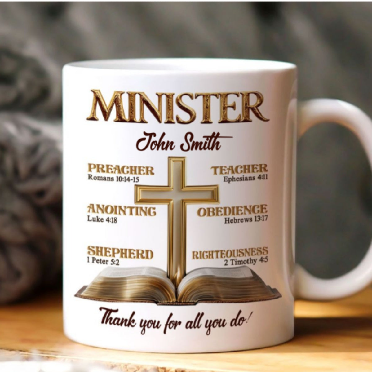 My Preacher, Teacher, & Shepherd, Gift For Pastor | Personalized Ceramic Coffee Mug