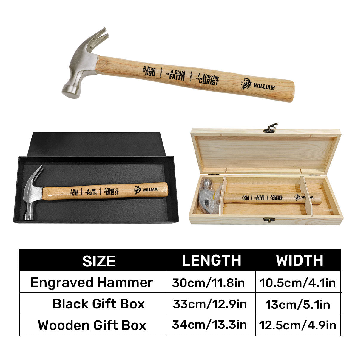 Dad Strong Wise Faithful Leader - Personalized Wooden Hammer