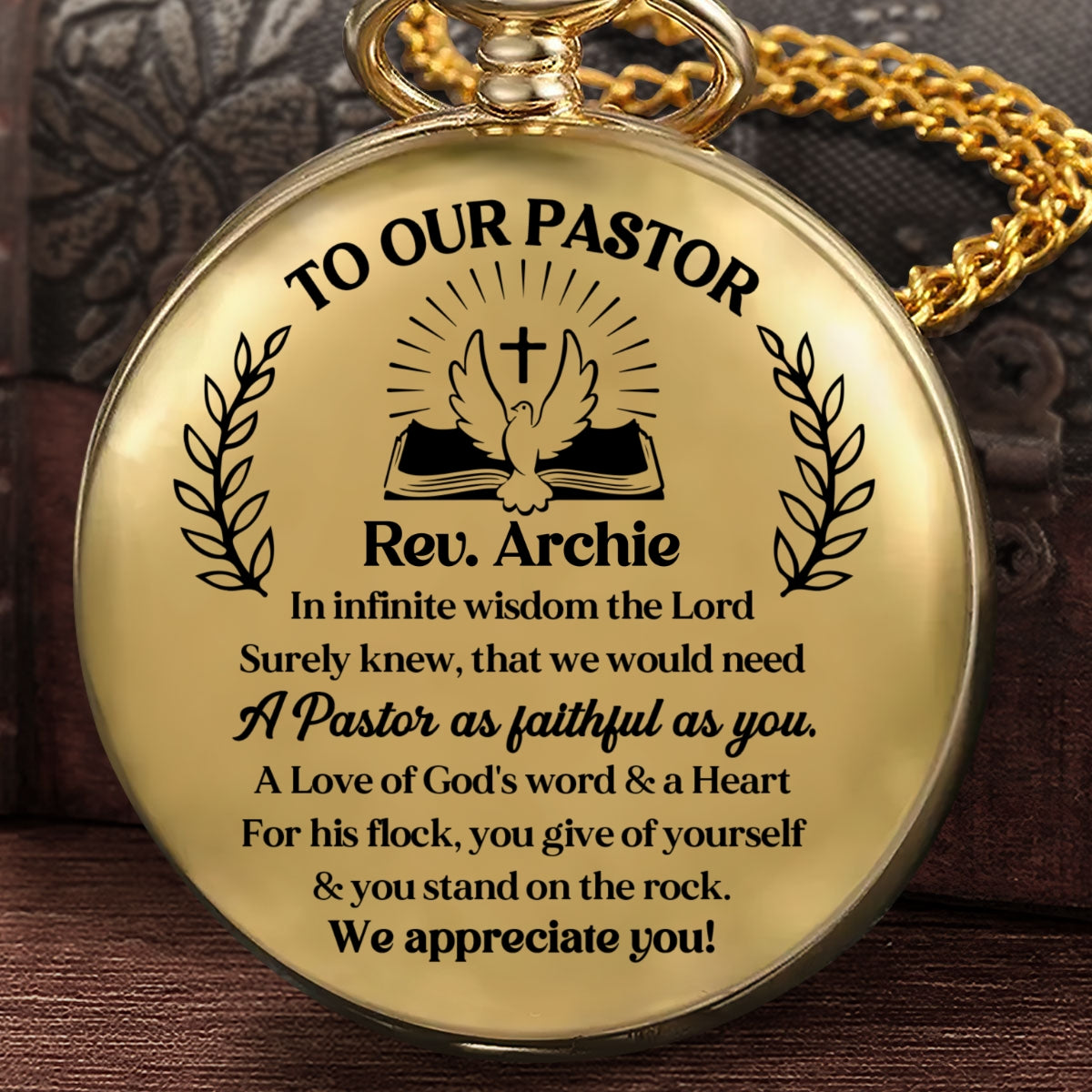 Faithful Pastor Appreciation, Gift For Pastor - Personalized Pocket Watch