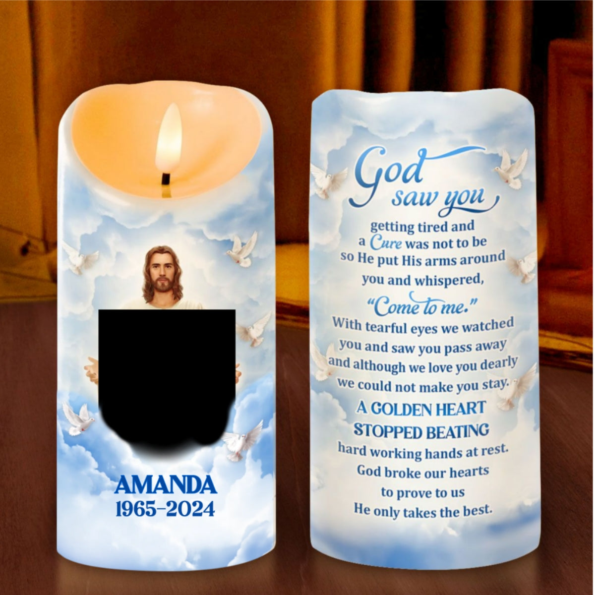 God Saw You Getting Tired, Gift For Loved One - Personalized Flameless LED Candle
