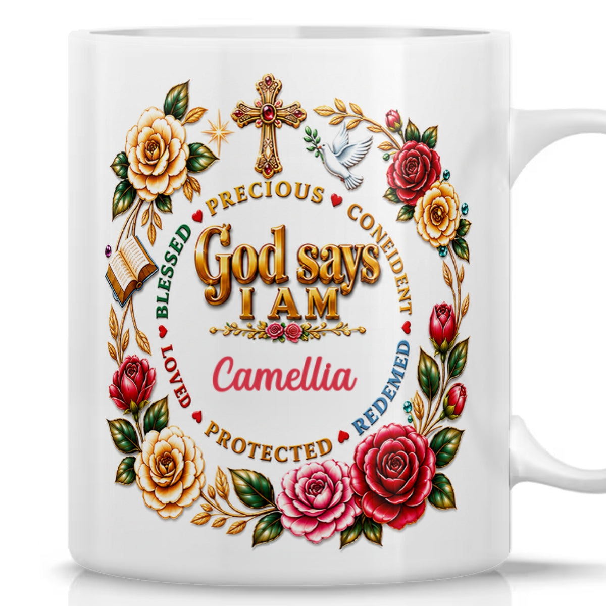 God Says I Am, Gift For Women | Personalized Ceramic Coffee Mug