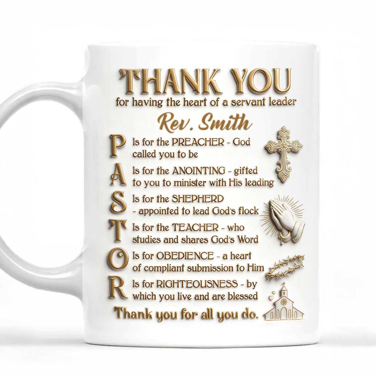 Thank You Pastor, Gift For Pastor | Personalized Ceramic Coffee Mug