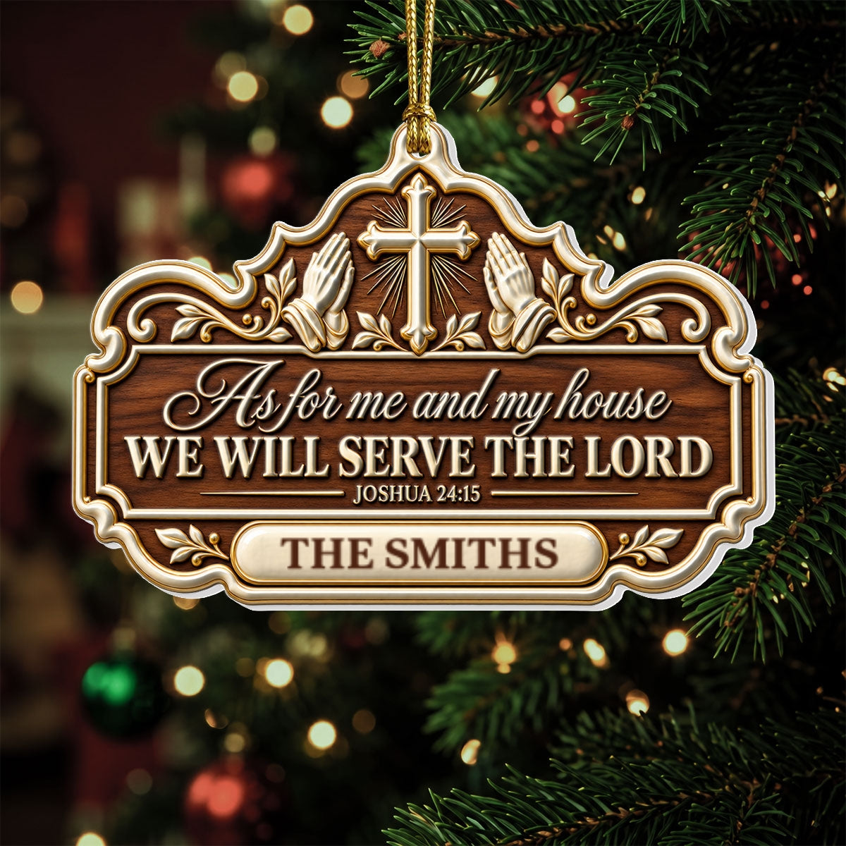 Faithful Home Blessing, Gift For Christian Family | Personalized 3D Relief White Acrylic Ornament