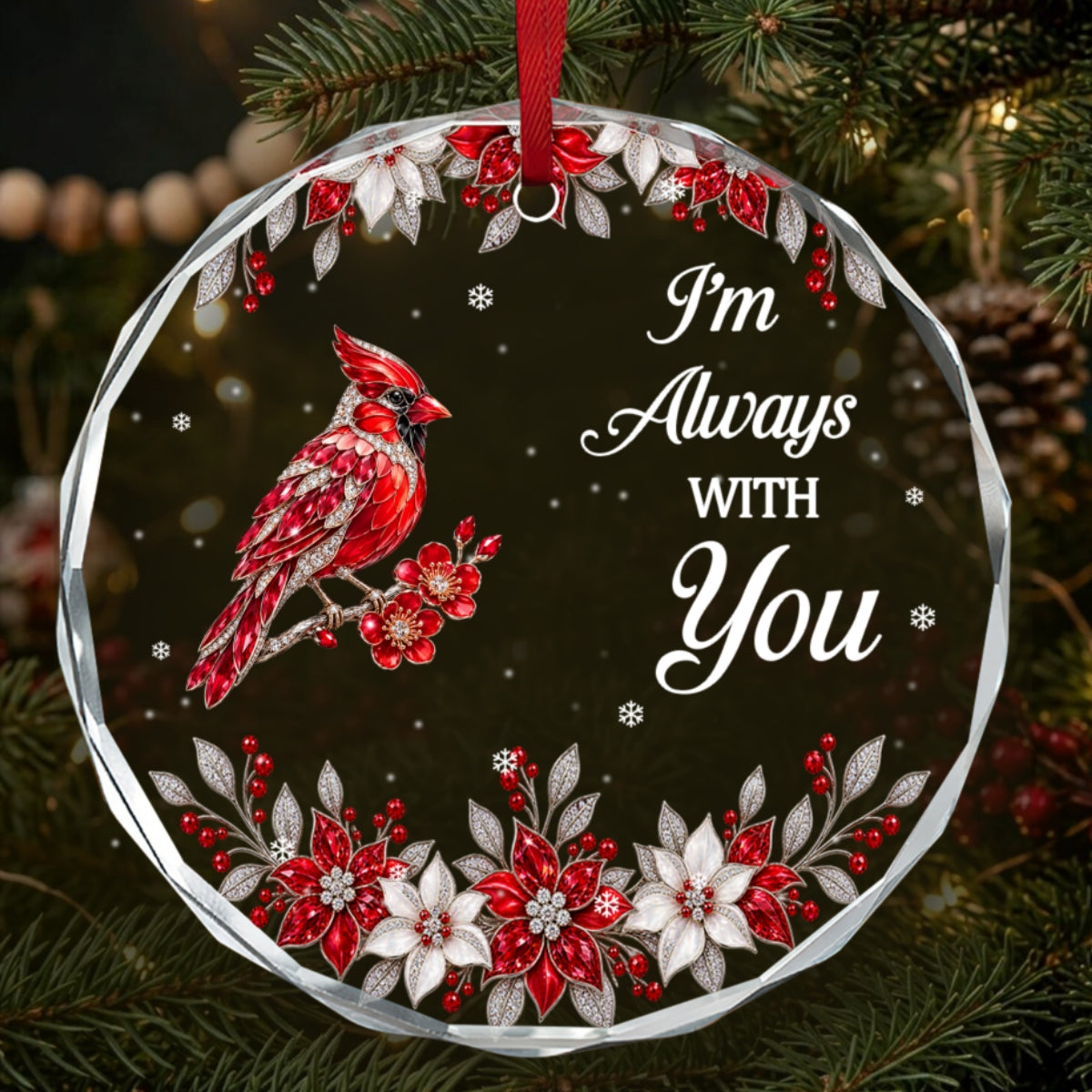 I Am Always With You, Gift For Loved One - Personalized Heart Shaped Glass Ornament