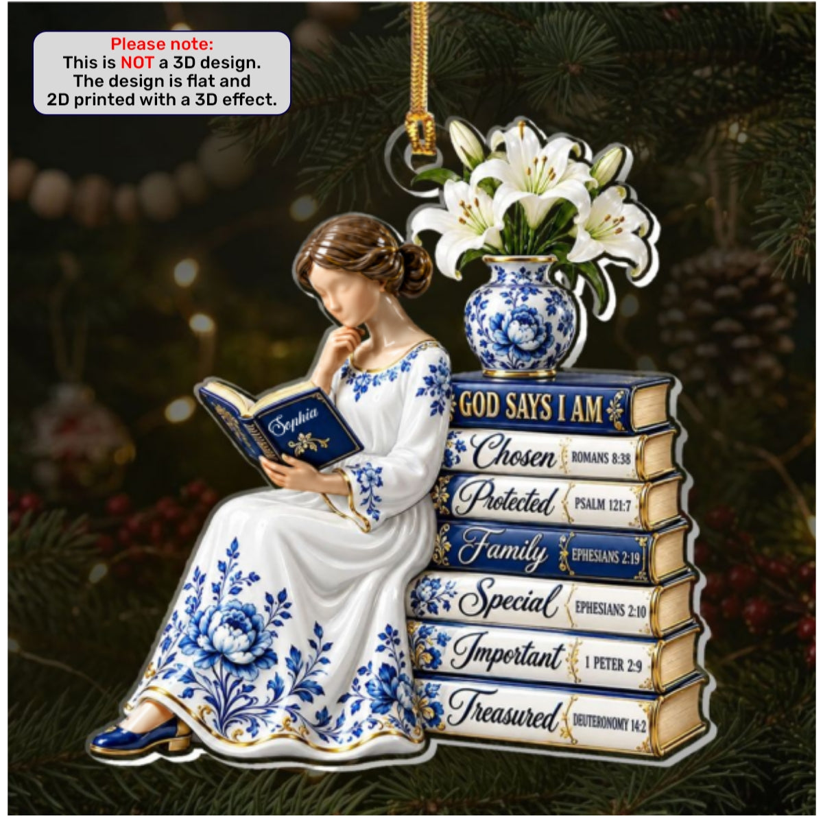 God Says I Am Toile De Jouy, Gift For Women | Personalized 1-Layer Acrylic Ornament