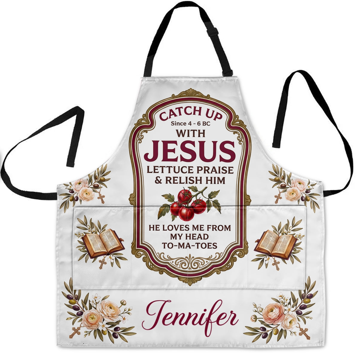 He Loves Me From My Head To My Tomatoes, Gift For Mom | Personalized Apron With Pocket