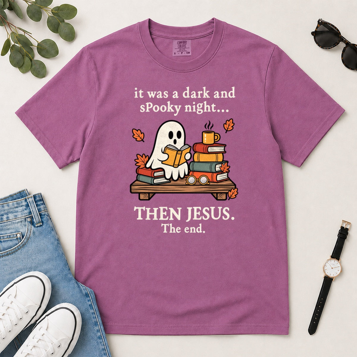 Then Jesus The End Book Ghost, Gift For Christian Book Lovers - 2D Unisex Garment-dyed T-shirt