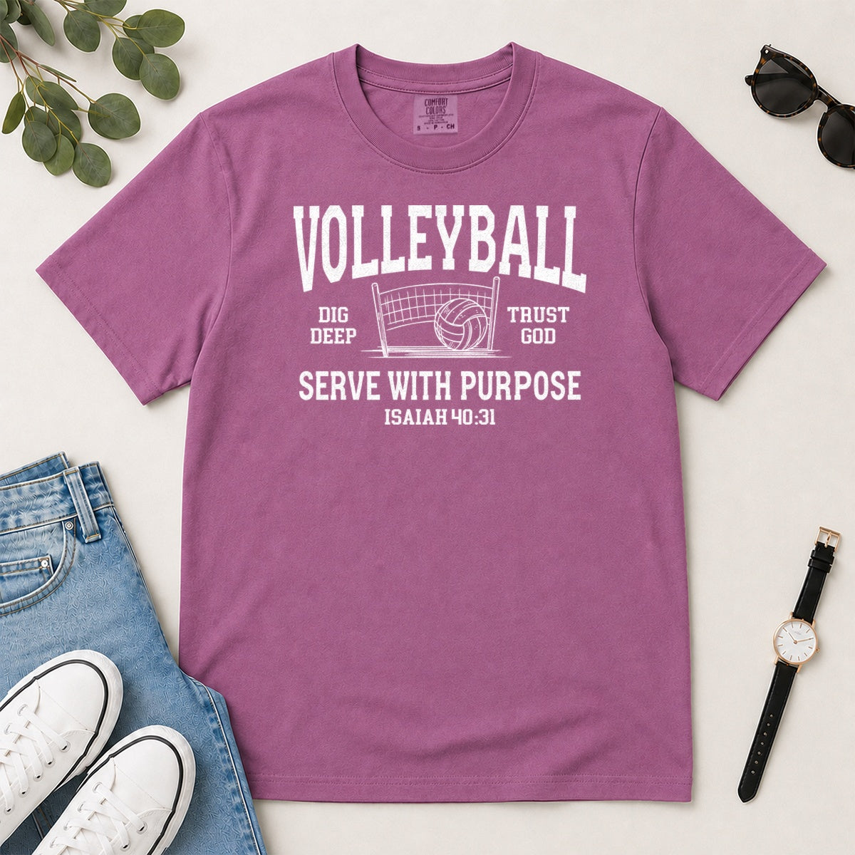Volleyball Serve With Purpose, Gift For Christian Volleyball Players - 2D Unisex Garment-dyed T-shirt