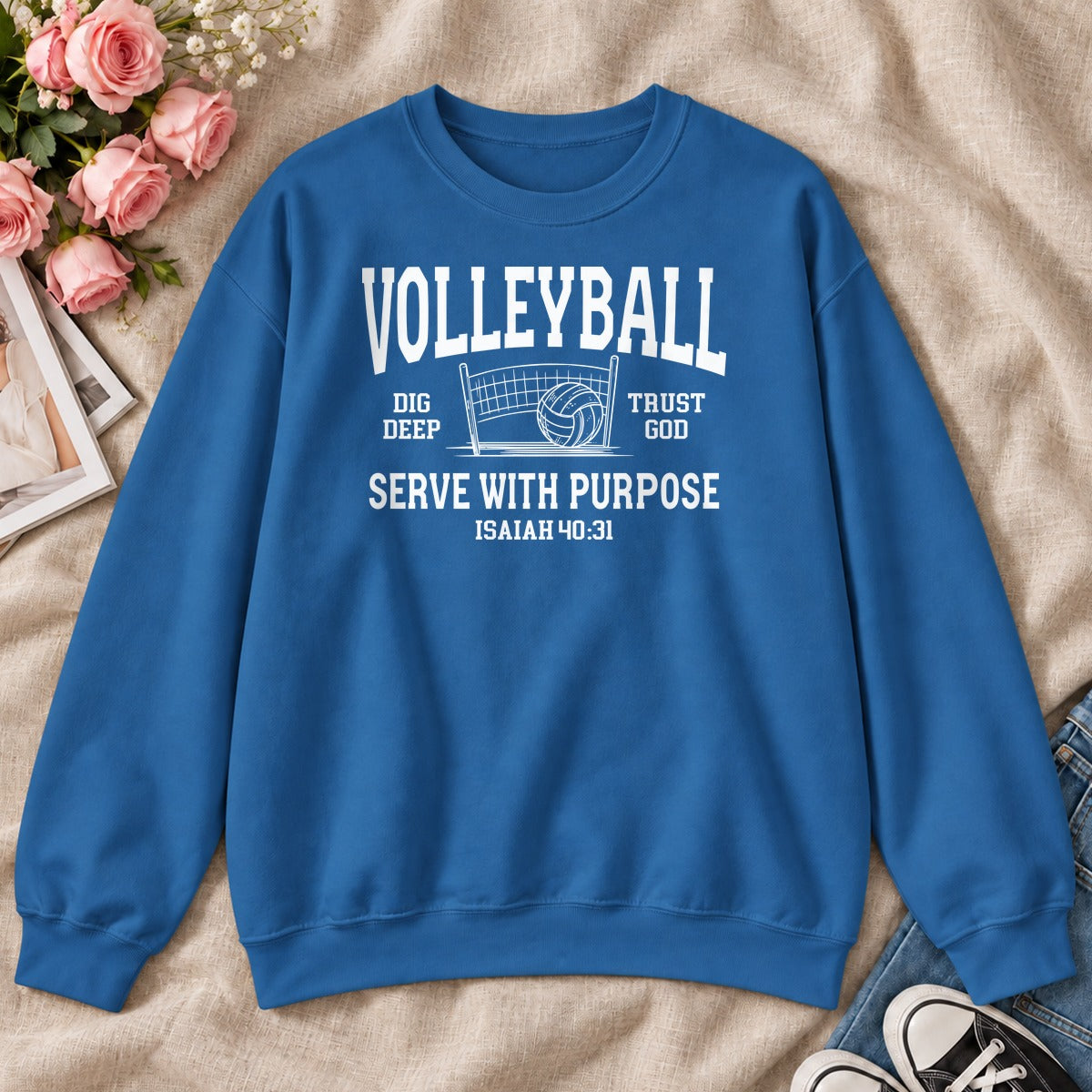 Volleyball Serve With Purpose, Gift For Christian Volleyball Players - 2D Unisex Sweatshirt