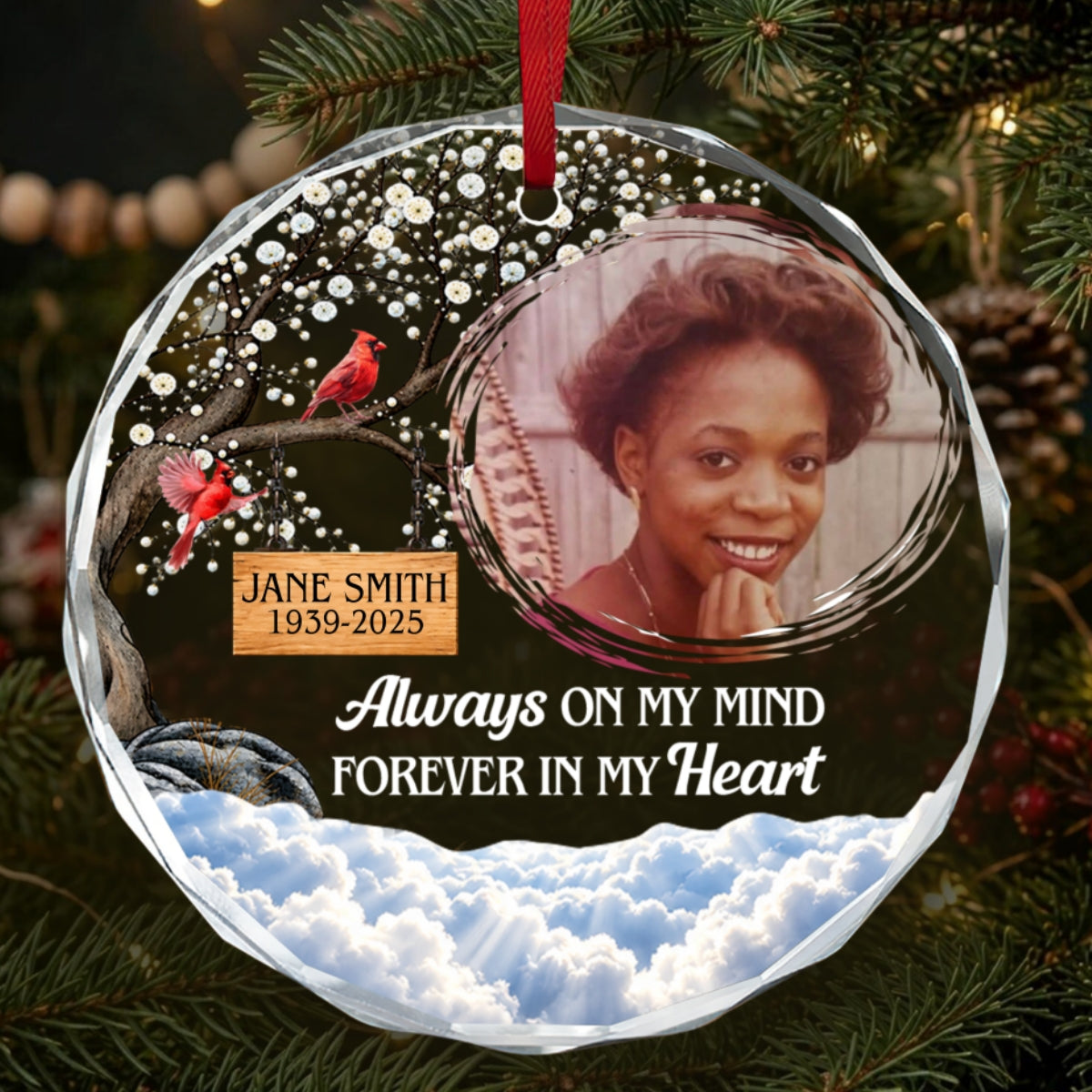 Forever In My Heart, Gift For Loved One - Personalized Heart Shaped Glass Ornament