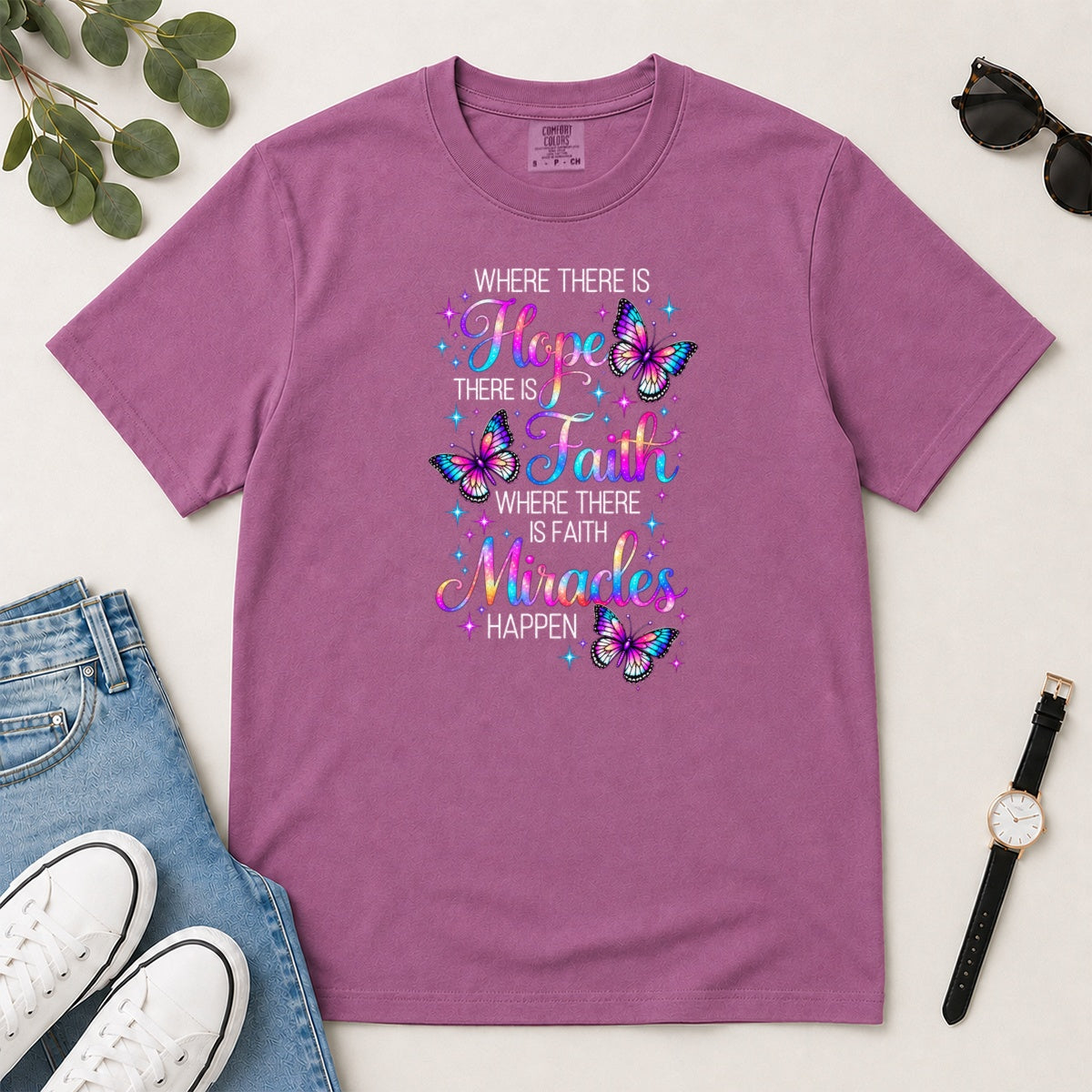 Where There Is Faith Miracles Happen, Gift For Christian Women - 2D Unisex Garment-dyed T-shirt