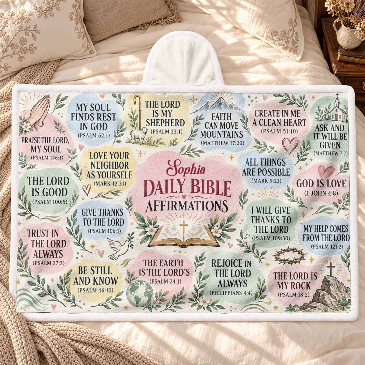 My Daily Bible Affirmations, Gift For Loved One | Personalized Wearable Blanket Hoodie
