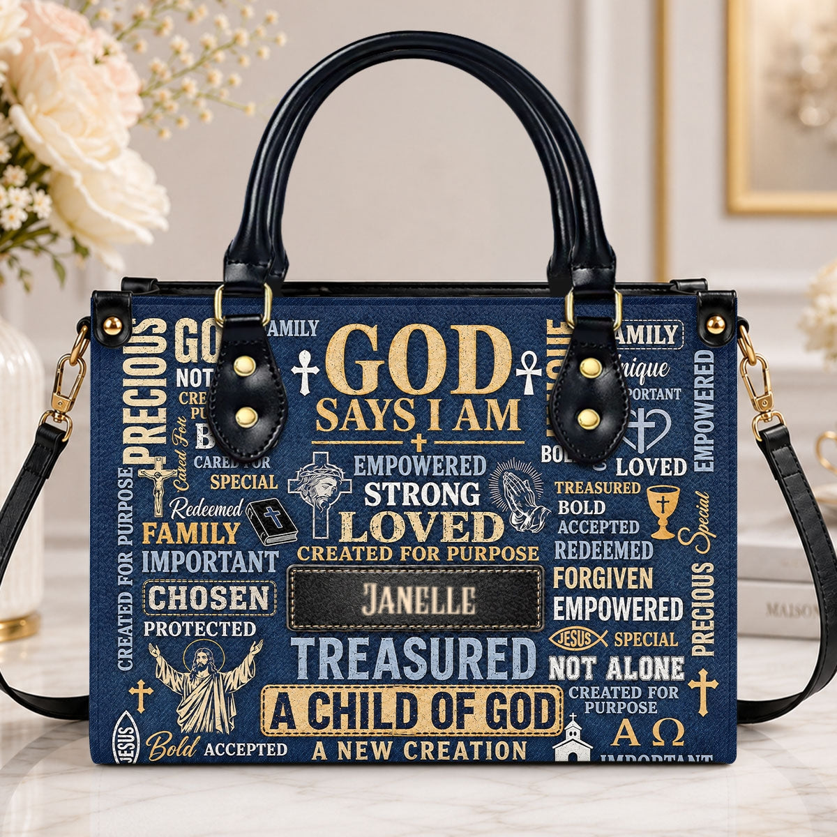 I Am A Child Of God, Gift For Women | Personalized Leather Handbag