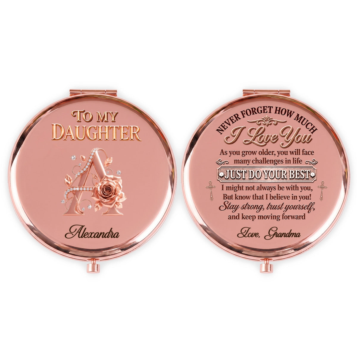 To My Granddaughter And Daughter, Gift For Granddaughter | Personalized Circle Metallic Mirror