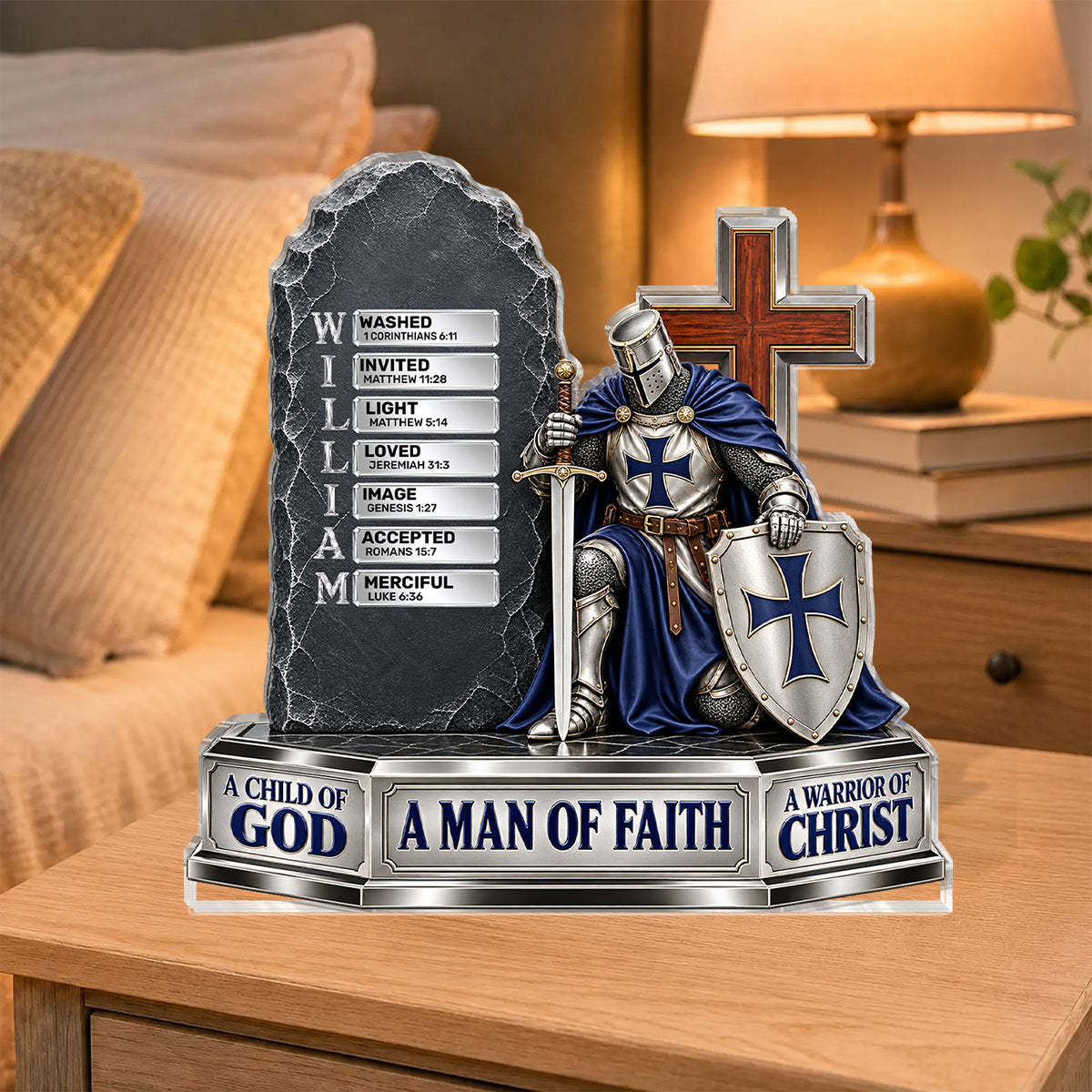 Warrior Of Christ, Gift For Christian Man | Personalized Custom Shaped Acrylic Plaque