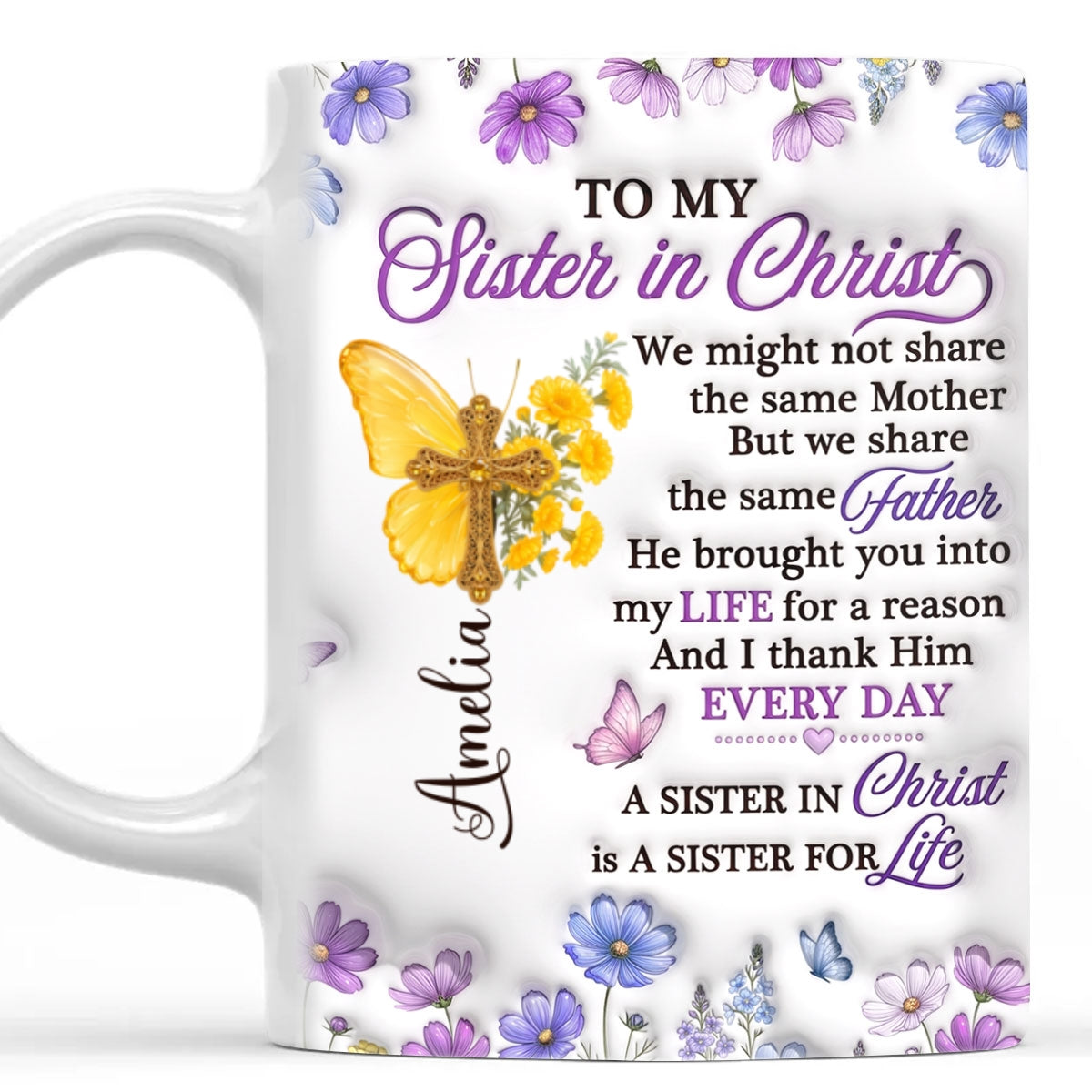 To My Sister In Christ, Gift For Sister in Christ | Personalized Ceramic Coffee Mug