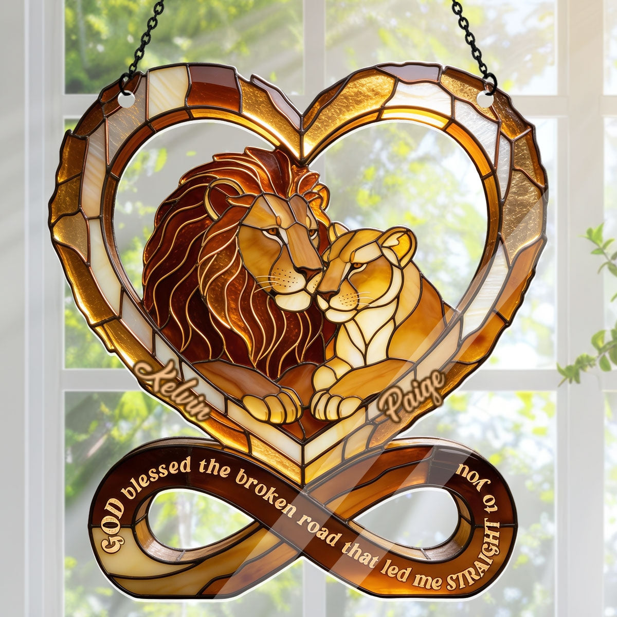 God Blessed The Broken Road That Led Me Straight To You, Gift of Love | Personalized Acrylic Suncatcher