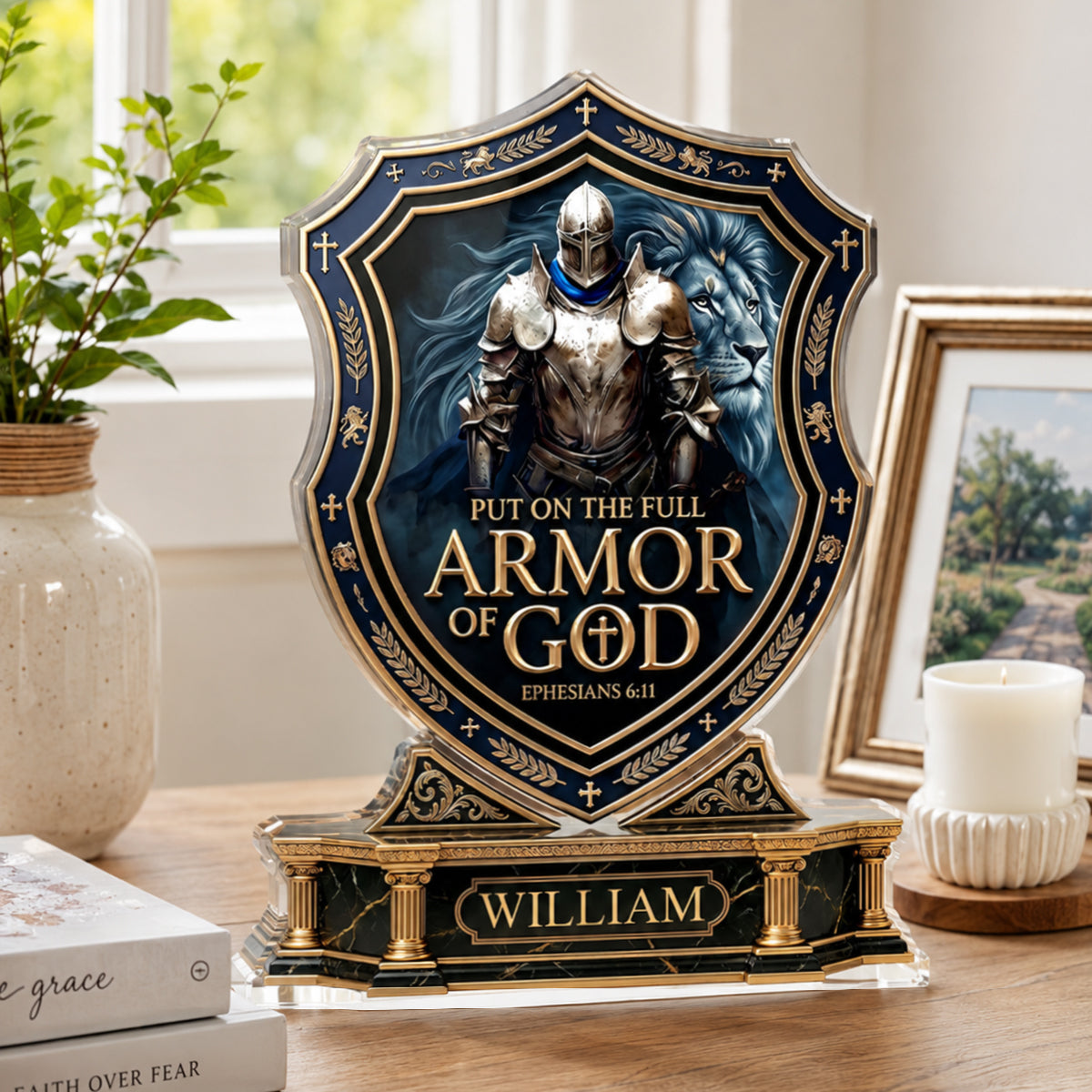 Put On The Full Armor Of God | Personalized Custom Shaped Acrylic Plaque