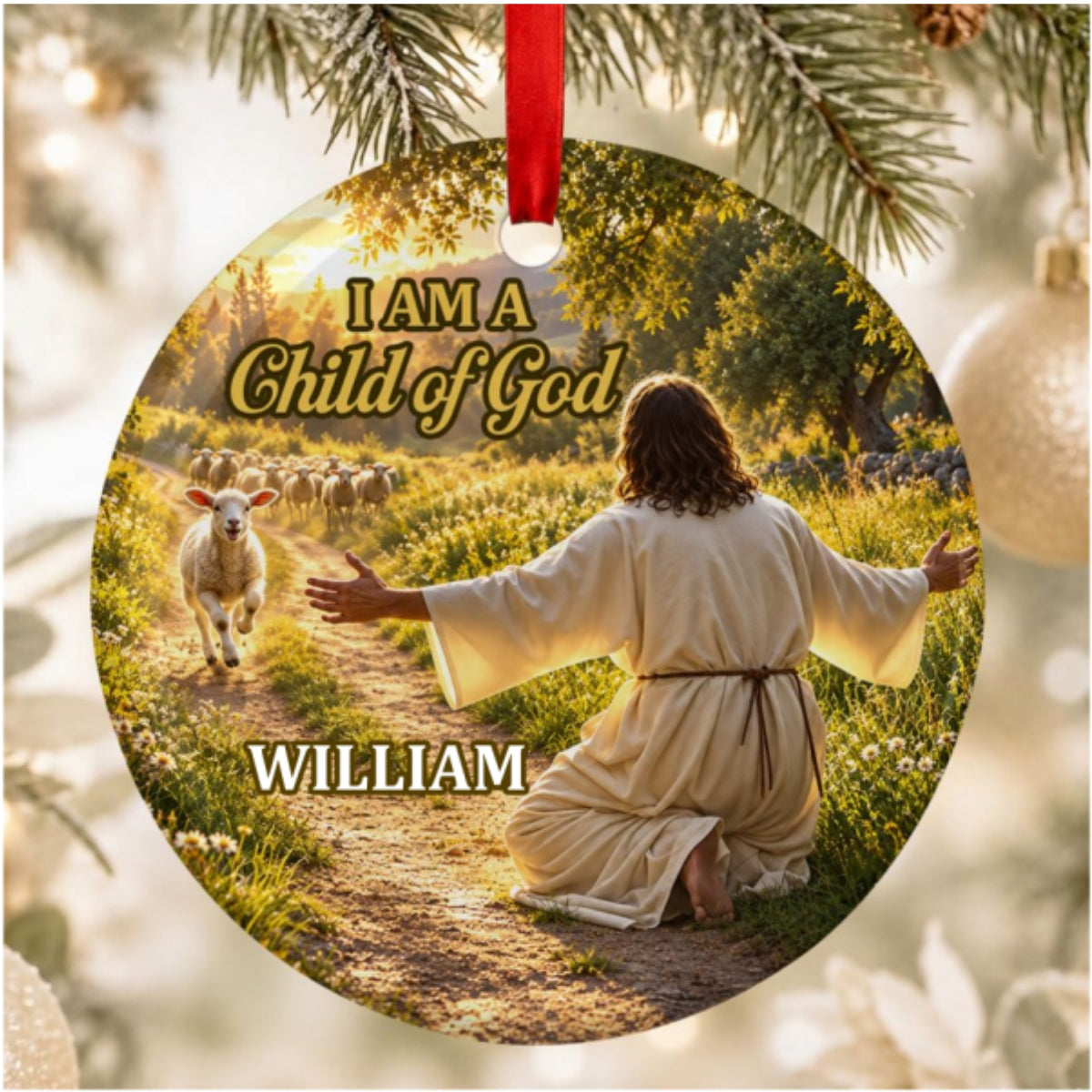 Child Of God, Gift For Christian Loved Ones | Personalized Round Shaped Ceramic Ornament