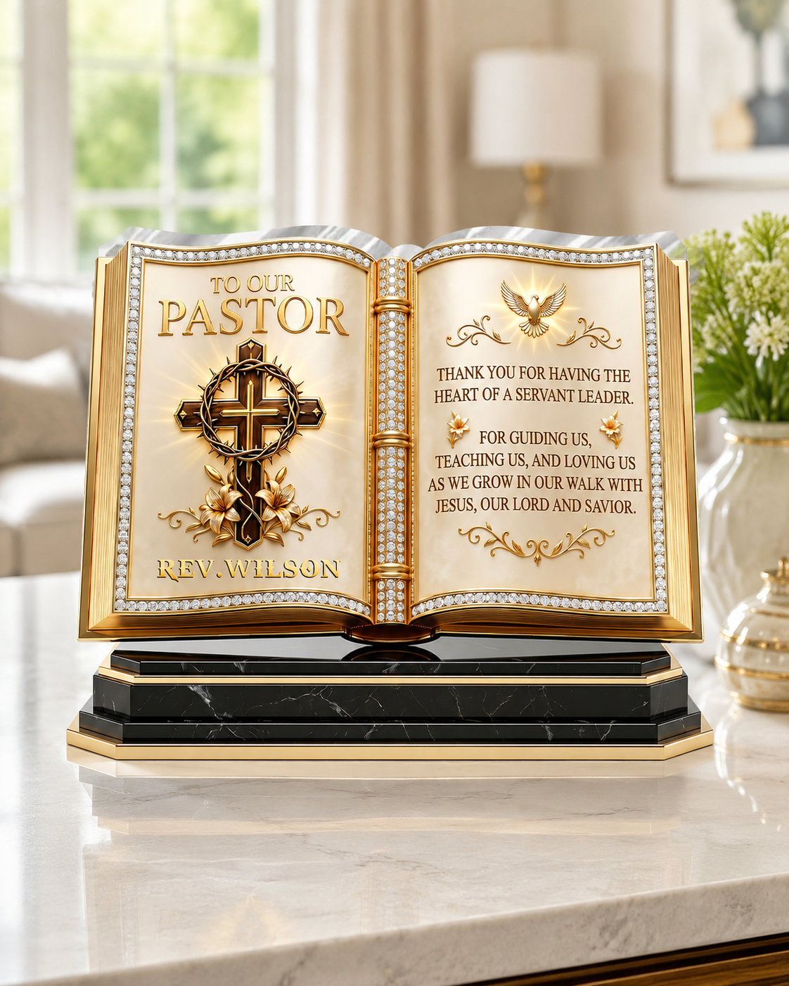 To Our Pastor For Having The Heart Of A Servant Leader | Personalized Custom Shaped Acrylic Plaque