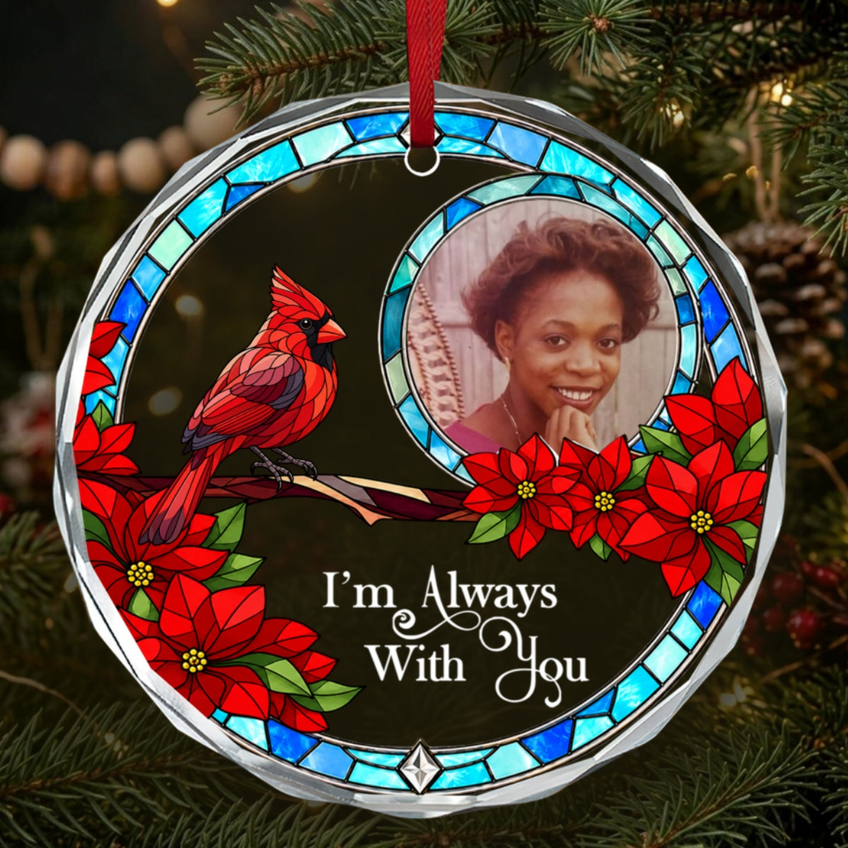I'm Always With You, Gift For Loved One - Personalized Heart Shaped Glass Ornament