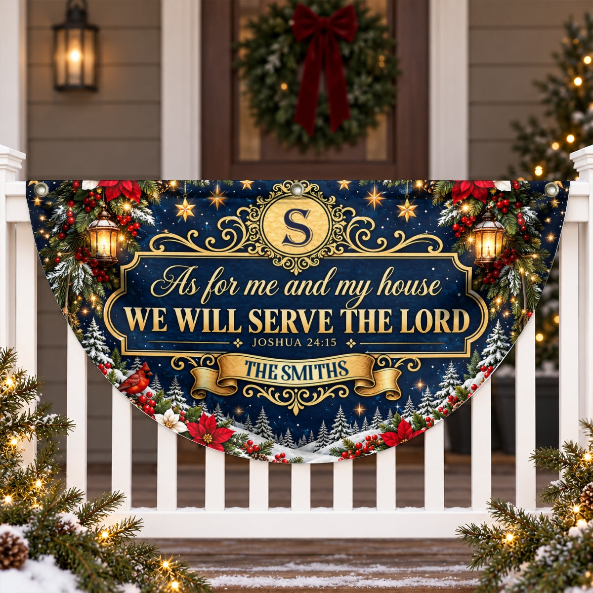 As For Me And My House We Will Serve The Lord Christmas Family Blessing, Gift For Family | Personalized Non-Pleated Fan Flag
