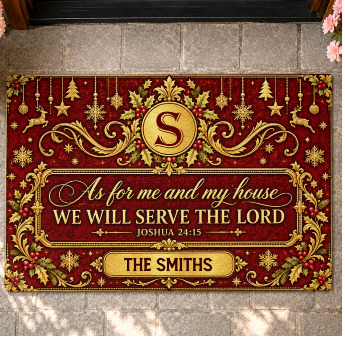 As For Me And My House We Will Serve The Lord, Gift For Family | Personalized Doormat