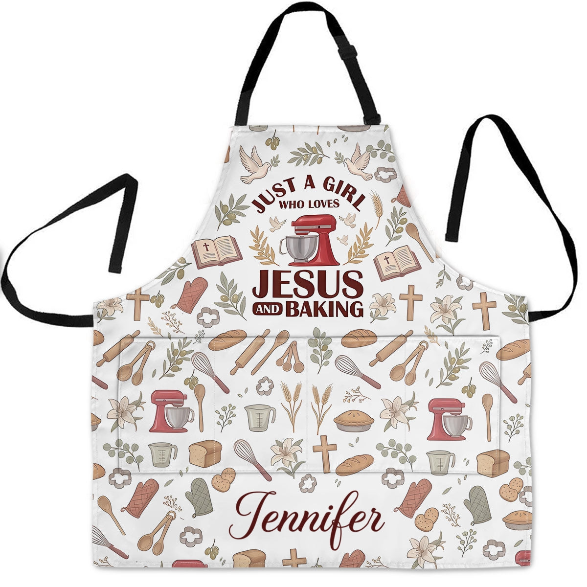 Just A Girl Who Loves Jesus and Baking, Gift For Women | Personalized Apron With Pocket